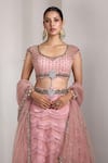 Rocky Star Pink Net Sequins, Embroidery, Beads Round Neck Embellished Lehenga Set Online at Aza Fashions Rocky Star_Pink Net Sequins, Embroidery, Beads Round Neck Embellished Lehenga Set _Online_at_Aza_Fashions