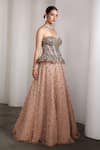 Buy_Rocky Star_Pink Net Sequins, Beads Sweetheart Neck Embellished Corset And Lehenga Set _Online_at_Aza_Fashions