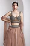 Shop_Rocky Star_Pink Net Sequins Sweetheart Neck Embellished Blouse And Lehenga Set _Online_at_Aza_Fashions