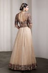 Shop_Rocky Star_Ivory Net Sequins, Embroidery V-neck Embellished Blouse And Lehenga Set _at_Aza_Fashions