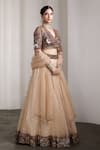 Buy_Rocky Star_Ivory Net Sequins, Embroidery V-neck Embellished Blouse And Lehenga Set _Online_at_Aza_Fashions
