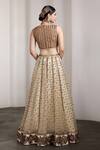 Shop_Rocky Star_Ivory Net Sequins, Beads V-neck Embellished Blouse And Lehenga Set _at_Aza_Fashions