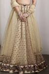 Shop_Rocky Star_Ivory Net Sequins, Beads V-neck Embellished Blouse And Lehenga Set _Online_at_Aza_Fashions