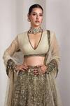 Rocky Star_Multi Color Net Sequins, Embroidery V-neck Embellished Blouse And Lehenga Set _Online_at_Aza_Fashions