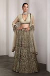 Buy_Rocky Star_Multi Color Net Sequins, Embroidery V-neck Embellished Blouse And Lehenga Set _at_Aza_Fashions