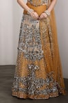 Rocky Star_Mustard Sequins Sweetheart Neck Embellished Blouse And Lehenga Set _at_Aza_Fashions