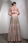 Shop_Rocky Star_Pink Net Sequins, Embroidery Round Neck Embellished Blouse And Lehenga Set _at_Aza_Fashions