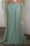 Shop_Rocky Star_Aqua Net Beads, Sequins Plunge Neck Embellished Blouse And Lehenga Set _Online_at_Aza_Fashions