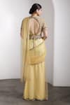 Shop_Rocky Star_Yellow Net Sequins V-neck Embellished Blouse And Pre-draped Saree Set _at_Aza_Fashions