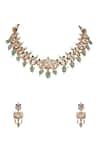 Auraa Trends_Green Crystals, Gemstones Emerald Accent Designer Necklace Set _Online_at_Aza_Fashions