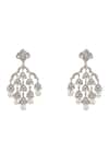 Auraa Trends_Silver Plated Diamonds, Pearls Floral Chandelier Earrings _Online_at_Aza_Fashions