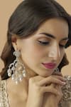 Buy_Auraa Trends_Silver Plated Diamonds, Pearls Floral Chandelier Earrings _at_Aza_Fashions