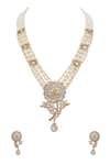Auraa Trends_Gold Plated Crystals, Stones Designer Pearl Necklace Set _Online_at_Aza_Fashions