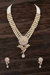 Buy_Auraa Trends_Gold Plated Crystals, Stones Designer Pearl Necklace Set _Online_at_Aza_Fashions