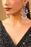 Buy_Auraa Trends_Pink Gemstones, Pearls Floral Crystal Statement Earrings _Online_at_Aza_Fashions