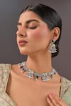 Buy_Auraa Trends_Multi Color Stones Elephant Motif Choker Set _at_Aza_Fashions