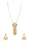 Auraa Trends_Gold Plated Pearls, Gemstones Temple Embellished Necklace Set _Online_at_Aza_Fashions