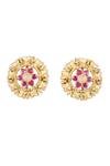Auraa Trends Gold Plated Crystals Floral Moissanite Stud Earrings Online at Aza Fashions Auraa Trends_Gold Plated Crystals Floral Moissanite Stud Earrings _Online_at_Aza_Fashions