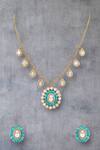 Buy_Auraa Trends_Blue Stones, Crystals Turquoise Necklace Set _at_Aza_Fashions