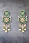 Shop_Auraa Trends_Green Crystals, Pearls Gold-plated Kundan Necklace Set _at_Aza_Fashions