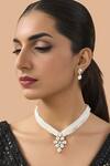 Buy_Auraa Trends_White Imitation Diamonds Pearl Embellished Choker Set _at_Aza_Fashions