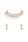 Shop_Auraa Trends_Gold Plated Diamonds, Pearls Kundan Choker Set _at_Aza_Fashions