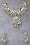 Buy_Auraa Trends_Green Diamonds, Stones Kundan Embellished Choker Set _at_Aza_Fashions