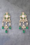 Shop_Auraa Trends_Green Diamonds, Beads Emerald Kundan Choker Necklace Set _Online_at_Aza_Fashions