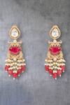 Shop Auraa Trends Red Crystals, Beads Kundan Work Necklace Set Online at Aza Fashions Shop_Auraa Trends_Red Crystals, Beads Kundan Work Necklace Set _Online_at_Aza_Fashions