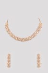 Shop_Auraa Trends_Gold Plated Diamonds Stone Embellished Choker Set _at_Aza_Fashions
