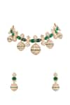 Auraa Trends_Green Stones Emerald And Gold Choker Set _Online_at_Aza_Fashions