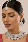 Buy_Auraa Trends_Silver Plated Imitation Diamonds Choker Necklace Set _at_Aza_Fashions