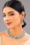 Buy_Auraa Trends_Multi Color Pearls, Stones Multicolor Kundan Choker Necklace Set _at_Aza_Fashions