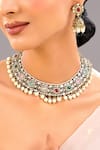 Shop_Auraa Trends_Multi Color Pearls, Stones Multicolor Kundan Choker Necklace Set _Online_at_Aza_Fashions