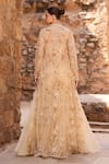 Shop_Awigna_Gold Organza Embroidery, Sequins Round Embellished Long Jacket And Palazzo Set _at_Aza_Fashions