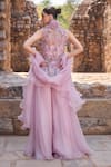 Shop_Awigna_Purple Organza Embroidery High Neck Lilac Kurta Sharara Set _at_Aza_Fashions