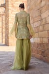 Shop_Awigna_Green Organza Sequins Round Neck Embroidered Kurta With Sharara _at_Aza_Fashions