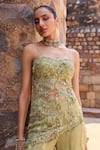 Buy_Awigna_Green Organza Embroidery Scoop Neck Tunic And Sharara Set _Online_at_Aza_Fashions