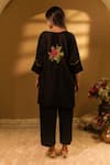 Shop_BO Tree_Black Chanderi Embroidery V-neck Hana Stripe Woven Kaftan With Pant _at_Aza_Fashions