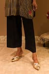 Buy_BO Tree_Black Chanderi Embroidery V-neck Hana Stripe Woven Kaftan With Pant _Online_at_Aza_Fashions