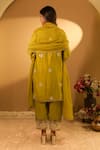 Shop_BO Tree_Green Chanderi, Organza Embroidery Round Neck Abeer Floral Kurta Set _at_Aza_Fashions