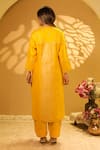 Shop_BO Tree_Yellow Chanderi, Organza Embroidery V-neck Ruaa Floral Kurta Set _at_Aza_Fashions