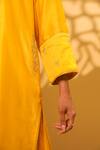 Shop_BO Tree_Yellow Chanderi, Organza Embroidery V-neck Ruaa Floral Kurta Set _Online_at_Aza_Fashions