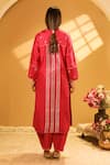 Shop_BO Tree_Magenta Chanderi, Organza Embroidery Notched Neck Mirha Kurta Set _at_Aza_Fashions