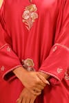 Buy_BO Tree_Magenta Chanderi, Organza Embroidery Notched Neck Mirha Kurta Set 