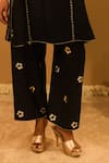 BO Tree_Black Chanderi, Organza Embroidery Notched Neck Elaya Rose Kurta With Pant _Online_at_Aza_Fashions