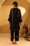Shop_BO Tree_Black Chanderi, Organza Embroidery Notched Neck Elaya Rose Kurta With Pant _at_Aza_Fashions