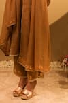 BO Tree_Mustard Cotton, Tissue Embroidery V-neck Mayra Thread Kurta Set _Online_at_Aza_Fashions