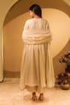 Shop_BO Tree_Off White Cotton, Kota Doria, Tissue Embroidery V-neck Zora Floral Kurta Set _at_Aza_Fashions