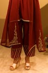 BO Tree_Red Silk, Organza Zari, Embroidery V-neck Arza Zardozi Work Kurta Set _Online_at_Aza_Fashions